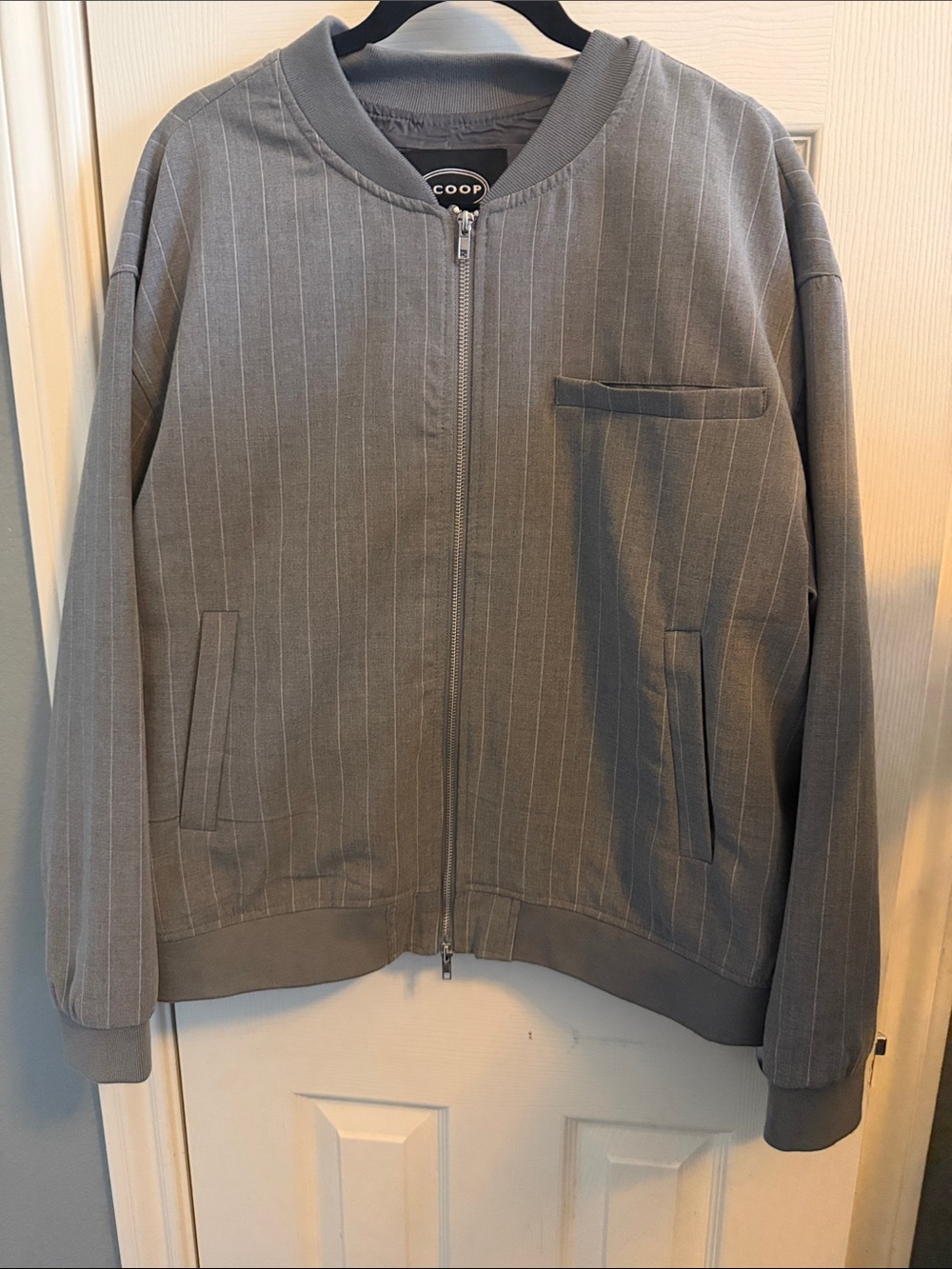 Scoop Grey Pinstripe Bomber Jacket